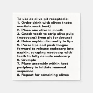 Olive Pit Cocktail Serviette