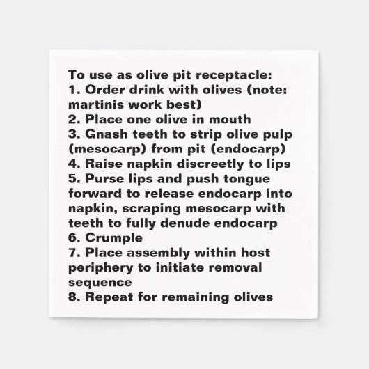 Olive Pit Cocktail Serviette (Vorderseite)