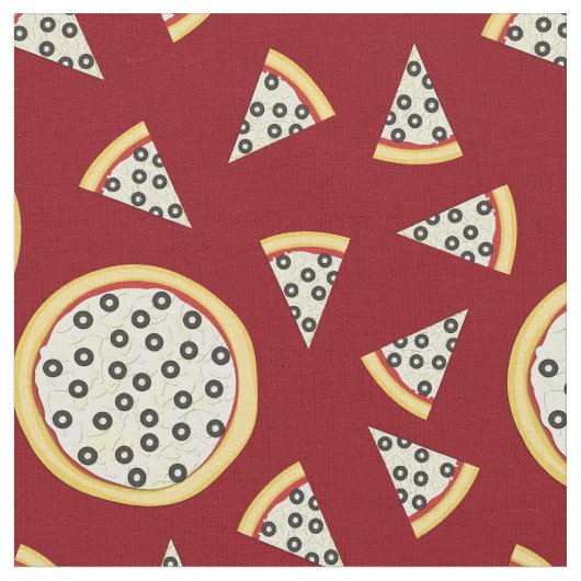 Olive Pizza Niedlich Food Kids Stoff (Nahaufnahme)