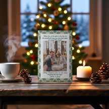 Olive Plaid Portrait  Photo Christmas Holiday Card