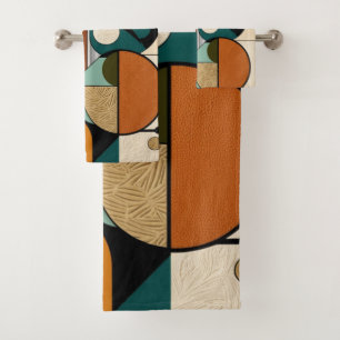 Olive Pop Patterns Retro-Inspirierte Kunst Badhandtuch Set