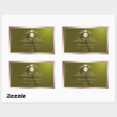 Olive Product Label Rose Gold Frame Logo Monogram Rechteckiger Aufkleber (Blatt)