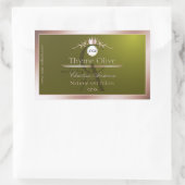 Olive Product Label Rose Gold Frame Logo Monogram Rechteckiger Aufkleber (Tasche)