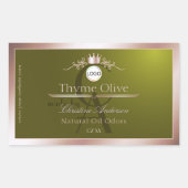 Olive Product Label Rose Gold Frame Logo Monogram Rechteckiger Aufkleber (Vorderseite)