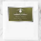 Olive Product Label Silver Frame Logo and Monogram Rechteckiger Aufkleber (Tasche)
