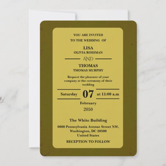 Olive Rust Earthy Wedding Invitation Einladung (Vorderseite)