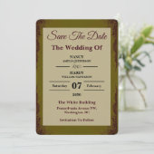 Olive Rust Earthy Wedding Save The Date (Stehend Vorderseite)