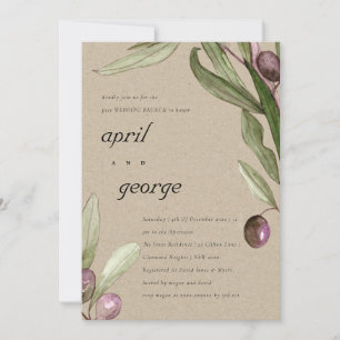 OLIVE RUSTIKALE KRAFT FAUNA HOCHZEITSEINLADUNG BRU DANKESKARTE