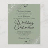 Olive & Sage Frilly BUDGET Einladung zur Hochzeit (Vorderseite)