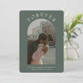 Olive Sage Green Arch Modernes Foto Verlobung Save The Date (Stehend Vorderseite)