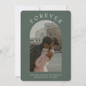 Olive Sage Green Arch Modernes Foto Verlobung Save The Date (Vorderseite)
