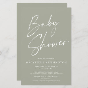 Olive Sage Green Einfache Script Baby Dusche