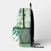 Olive Sage Green Ivory Midjahrhundert Squares Must Bedruckter Rucksack (Rechts)