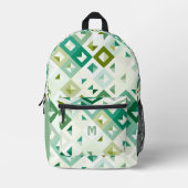 Olive Sage Green Ivory Midjahrhundert Squares Must Bedruckter Rucksack (Vorderseite)