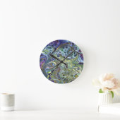 Olive sage green, purple blue burgundy abstract runde wanduhr (Zuhause)