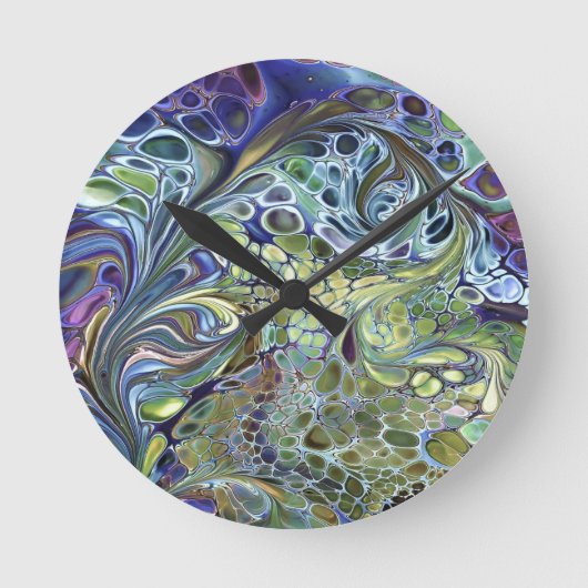 Olive sage green, purple blue burgundy abstract runde wanduhr (Vorderseite)