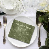 Olive Sage Green Shimmer Imitate Burlap QR All In One Einladung