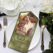 Olive Sage Green Shimmer Line Background Foto All In One Einladung