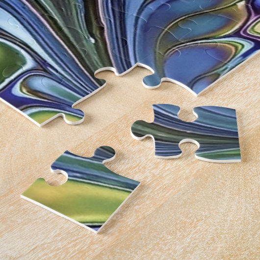 Olive Sage lila-blaue Goldblasen abstrakt Puzzle (Seite)