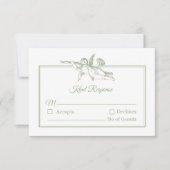 Olive Sage Toile de Jouy Cherub Wedding RSVP Card Karte (Vorderseite)