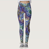 Olive Salbei grün, lila blau, abstrakt Leggings (Vorderseite)
