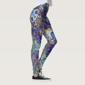 Olive Salbei grün, lila blau, abstrakt Leggings (Rechts)
