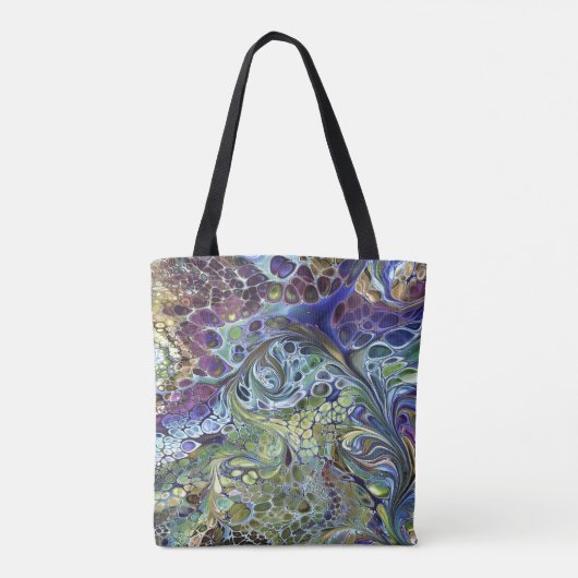 Olive Salbei grün, lila blau, abstrakt Tasche (Rückseite)