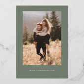 Olive Save the Date Kalligraphie Folieneinladung (Rückseite)