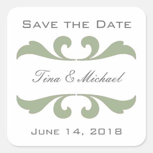 Olive Save the Date Stickers und Siegel (Vorderseite)
