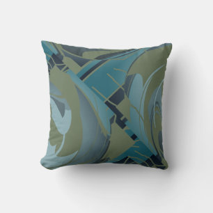 Olive Seafoam Grau Diagonal Blumendesign Kissen