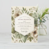 Olive Serene Foliage Wedding Einladung (Stehend Vorderseite)