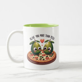 Olive Sie mehr als Pizza Zweifarbige Tasse