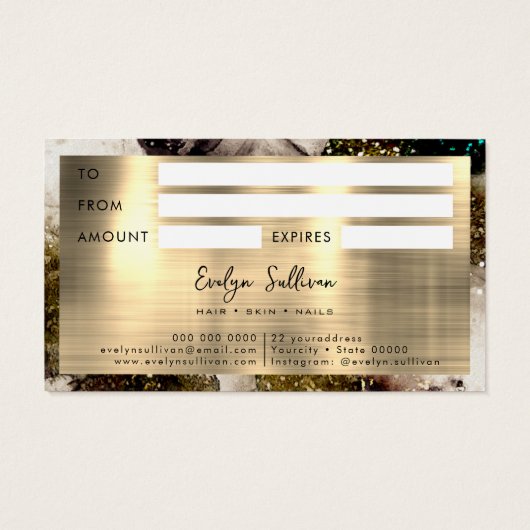 Olive Smaragdgrün Aquarellfarbenkarte (Rückseite)