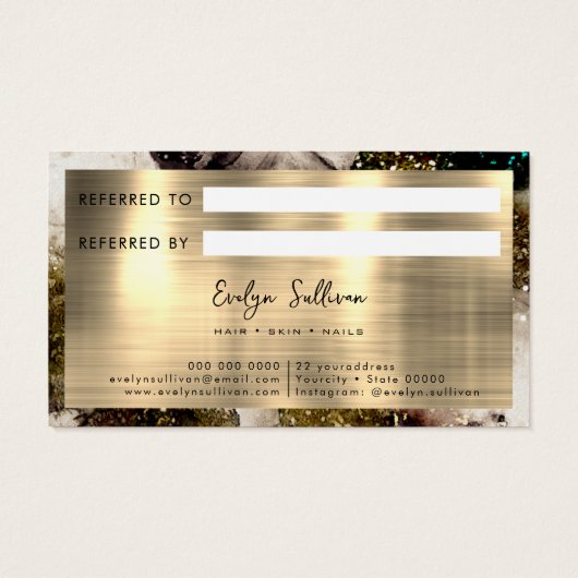 Olive smaragdgrüne Aquarellkarte (Rückseite)