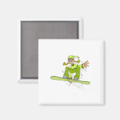 Olive Snowboard Girl Magnet (Vorderseite/Rückseite)