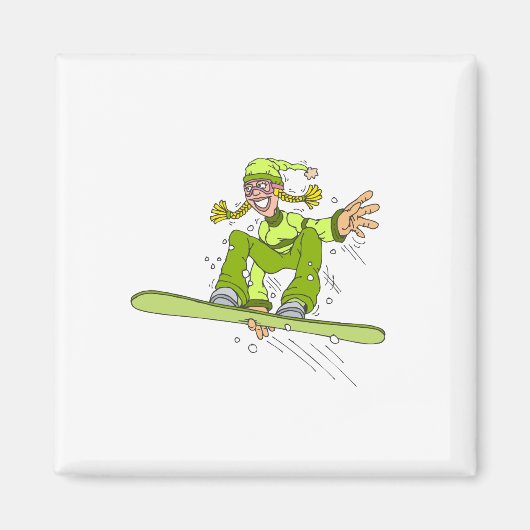 Olive Snowboard Girl Magnet (Vorne)