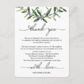 Olive Sprig Wedding Itinerary Willkommensgruß Begleitkarte (Rückseite)