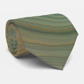 Olive Strata | Erdgrüne und goldene Farbtinte Agat Krawatte (Gerollt)
