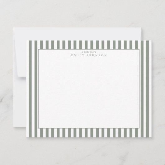 Olive Striped Note Card Einladung (Vorderseite)