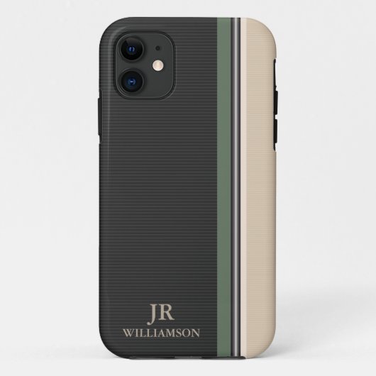 Olive Stripes im modernen Stil - kundenspezifisch Case-Mate iPhone Hülle (Rückseite)