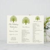 Olive Swirl Tree TriFold Wedding Program (Stehend Vorderseite)