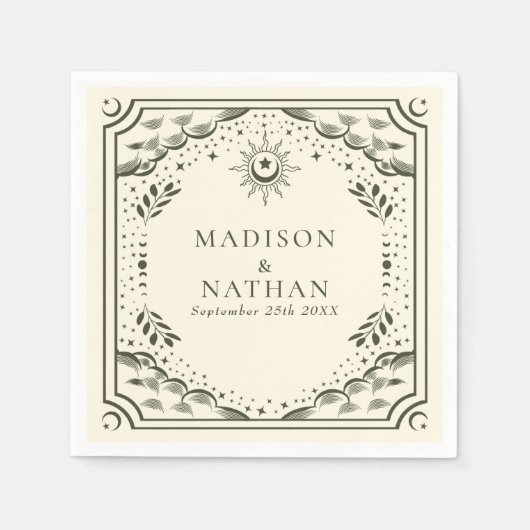 Olive Tarot Card Gothic Wedding Serviette (Vorderseite)