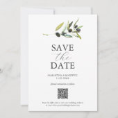 Olive Theme Foto QR-Code Speichern der Daten Save The Date (Vorderseite)
