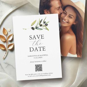 Olive Theme Foto QR-Code Speichern der Daten Save The Date