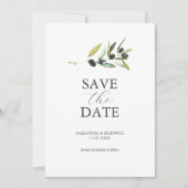 Olive Theme Non Foto Wedding Save the Date (Vorderseite)
