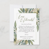 Olive Theme Wedding Foto Dankeskarte (Vorderseite)