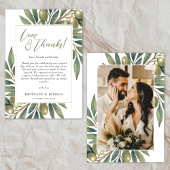 Olive Theme Wedding Foto Dankeskarte
