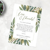 Olive Theme Wedding Foto Dankeskarte