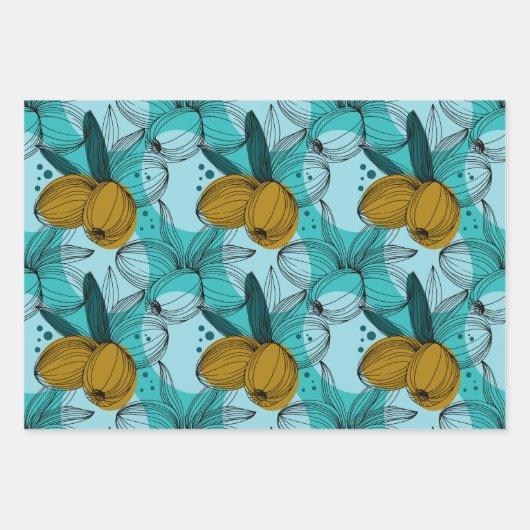 Olive Themed Coordination Pattern Geschenkpapier Set (Vorderseite 3)