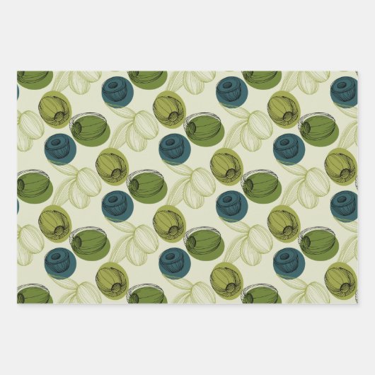 Olive Themed Coordination Pattern Geschenkpapier Set (Vorderseite 2)